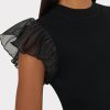 Chiffon Flutter Sleeve Knit Top - Image 3