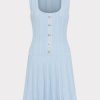 Wave Godet Flare Knit Mini Dress